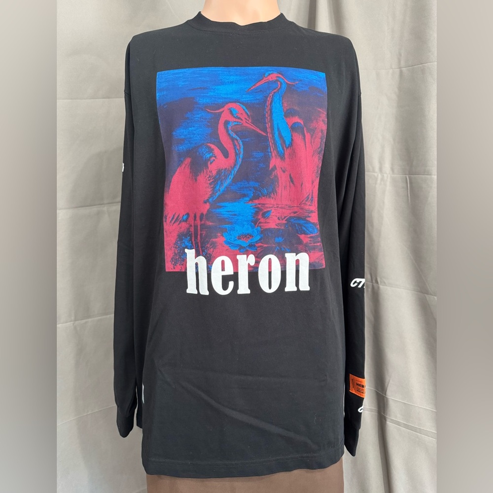 Heron Preston Black Graphic Long Sleeve Shirt Organic